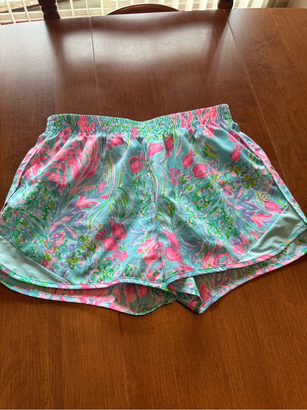 Lilly Pulitzer Pink & Aqua Floral Athletic Shorts